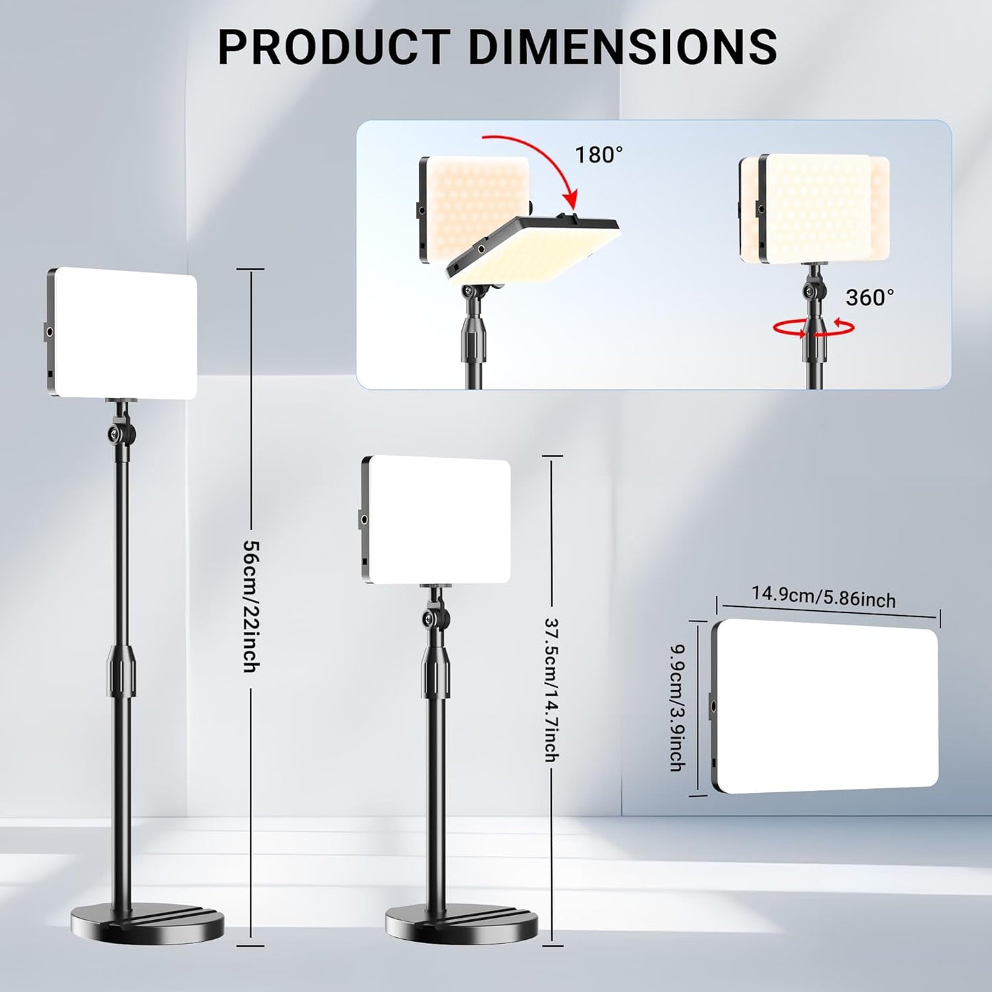 2-Pack LED Video Light with Stand, Home Studio Back Lights, Photo Lights with Color Filters for Close Photography Lighting YouTube Video Recording, Desk Game Steaming