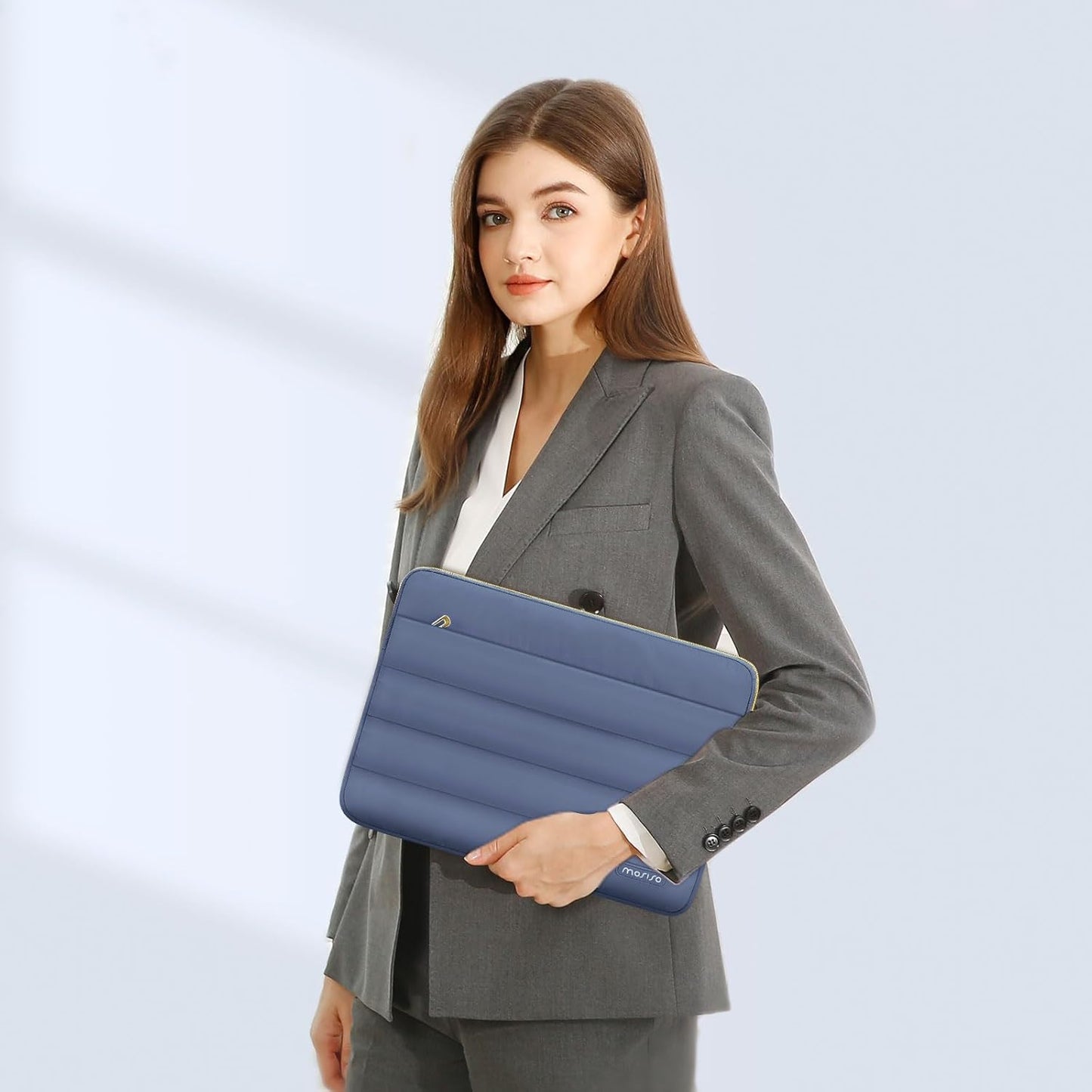 MOSISO 13.3 inch Laptop Case, 13-13.3 inch Puffy Laptop Sleeve Compatible with MacBook Air 13 13.6 M4 M3 M2 M1/Pro 13/Pro 14, HP Dell ASUS Lenovo,Polyester Horizontal Bag with Small Case,Lavender Gray