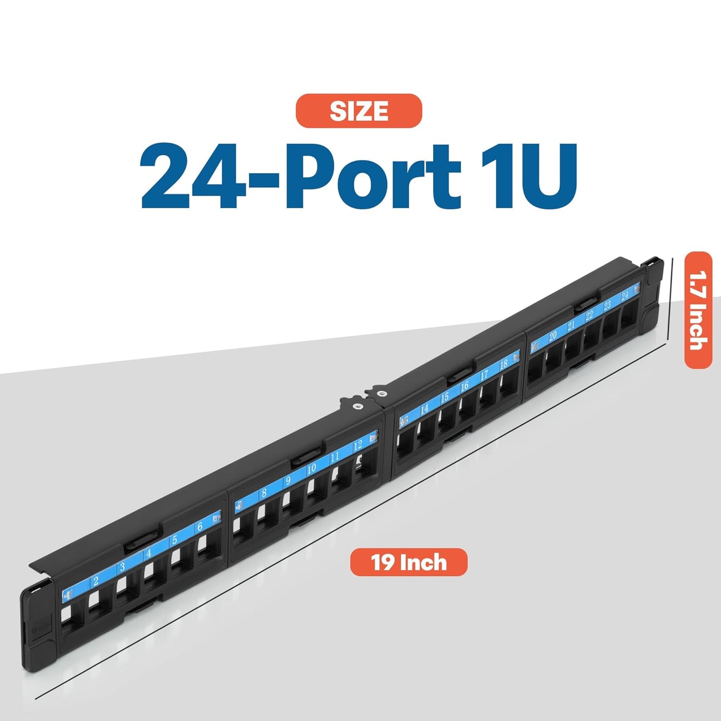 Everest 24 Port Keystone Patch Panel (2-Pack) - Removable 6-Port Panels - Use with Slim Profile Keystones ONLY (Wider Jacks May not fit Side by Side)
