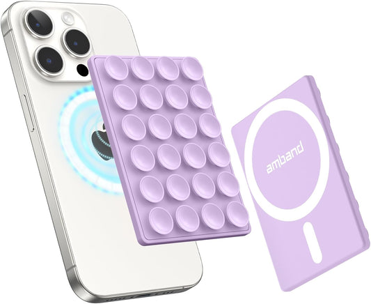 amBand Silicone Suction Phone Mount Trendy Stocking Stuffers for Women Mom, Detachable Sticky Holder for iPhone Cute Stylish Preppy Stuff for Selfie/Yoga/Dance, Lilac Purple