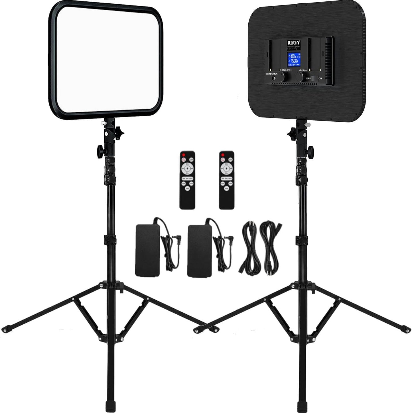 LED Video Light Panel Photography Lighting, 45W LED Studio Light for Phtography, Video Lighting Kit with 70.8" Tripod, Bi-Color 3200K–7500K, 8 Scene Lighting Effects (2 Pack)