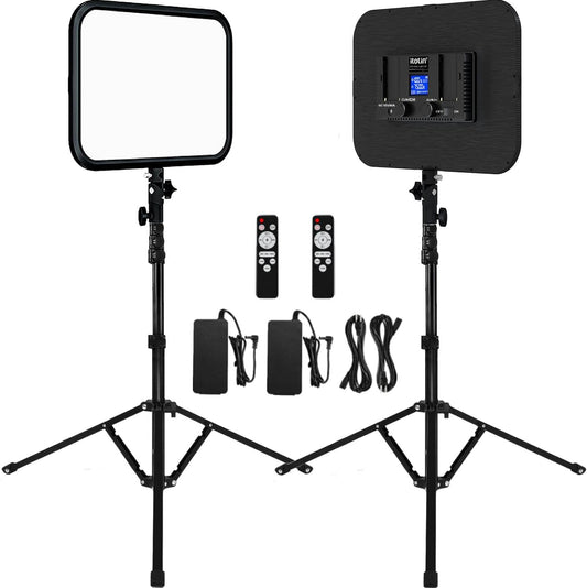 LED Video Light Panel Photography Lighting, 45W LED Studio Light for Phtography, Video Lighting Kit with 70.8" Tripod, Bi-Color 3200K–7500K, 8 Scene Lighting Effects (2 Pack)