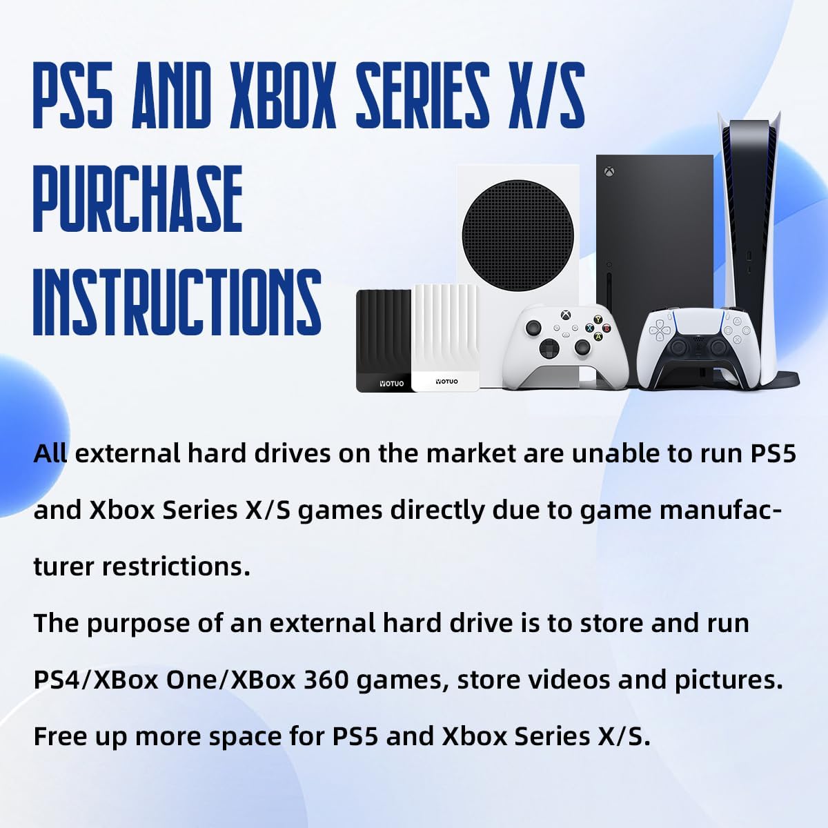 Portable External Hard Drive Storage Expansion Mobile HDD USB 3.0 for PC, Mac, Desktop, Laptop, PS4, PS5, Xbox One X/S, Xbox 360, Xbox Series X/S, Office & Game (White, 1TB)