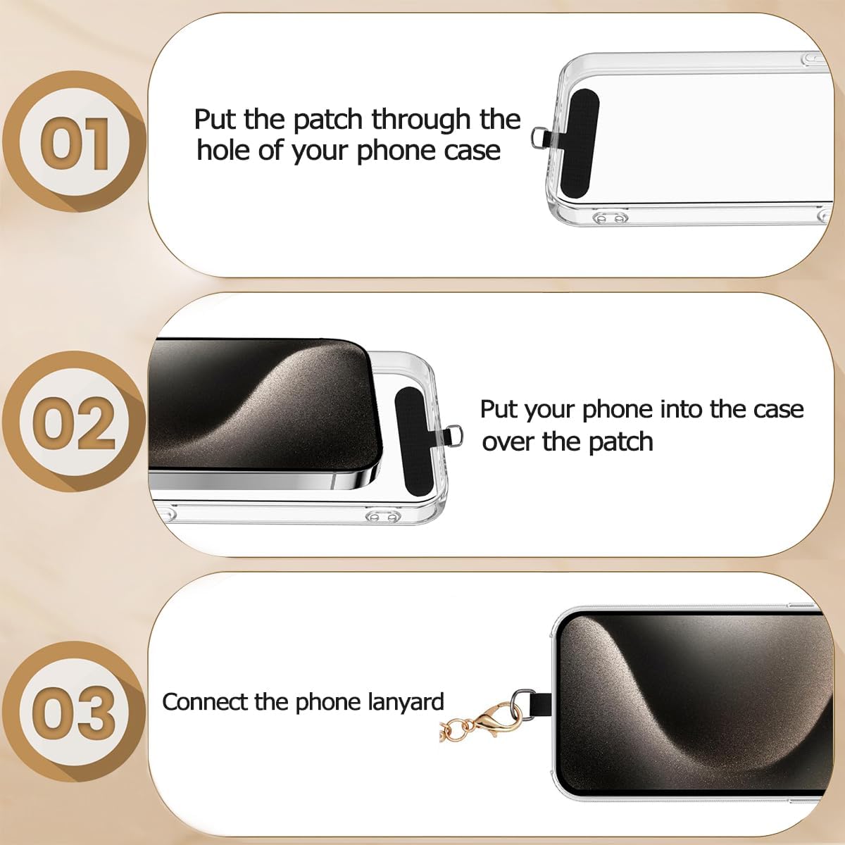 Marble Silicone Beaded Phone Wrist Strap, Cellphone Lanyard with Tether Tab, Elastic Hands-Free Wristlet Bracelet