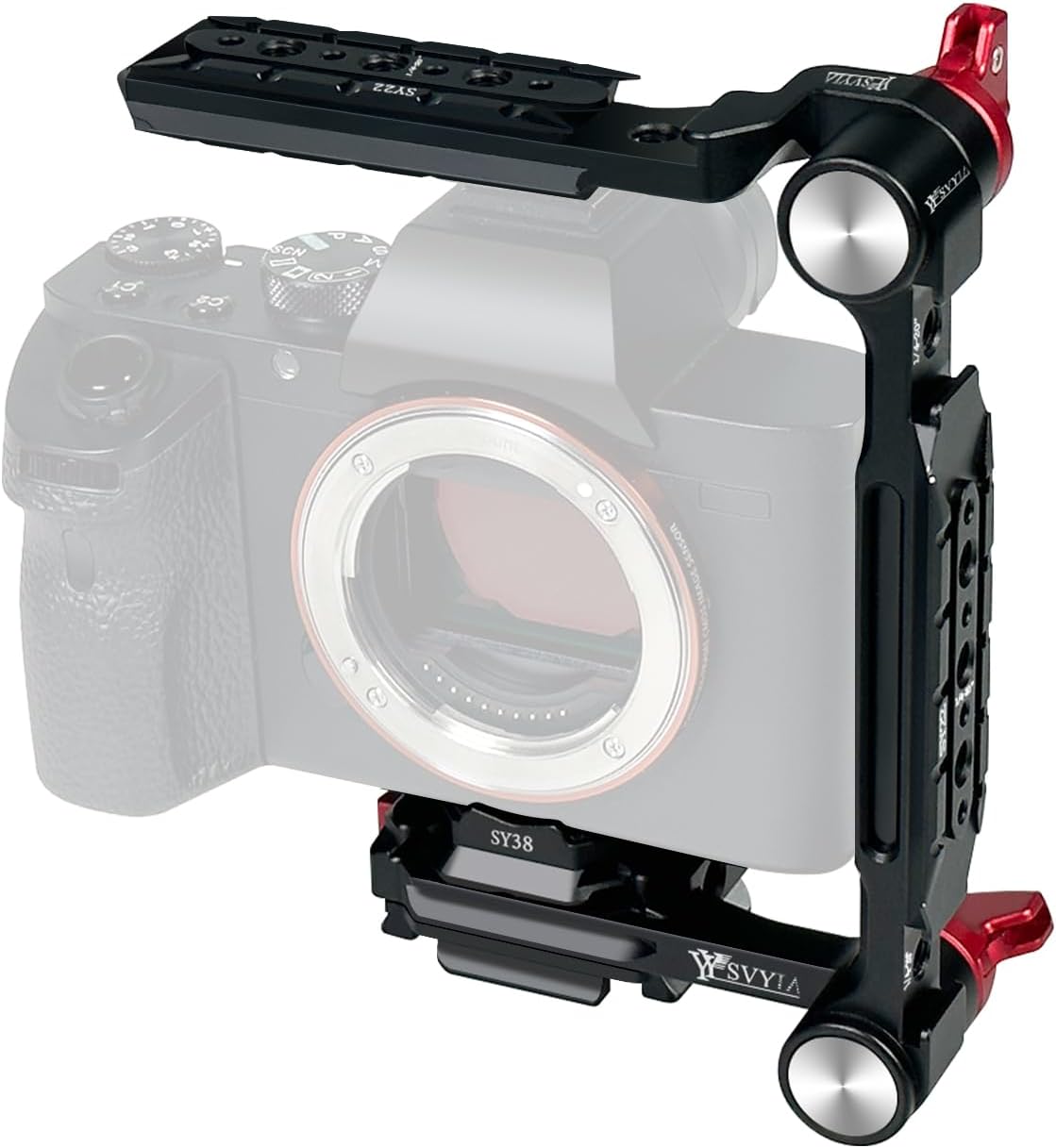 SY38 Camera Quick Release Foldable Half Cage,Camera Cage Compatible with SY22 SY38 SY50 Quick Release System,Compatible Arca and 38mm 50mm Bayonet and Tripod on The Market,V3802