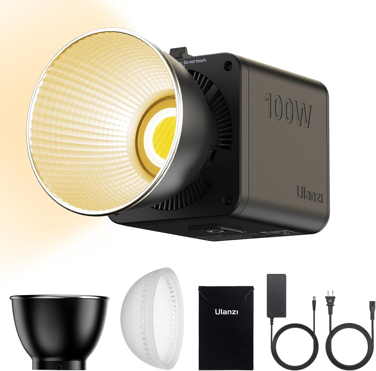 ULANZI 100W Bi-color Portable LED Video Light w DC Power Adapter, 111Wh Build-in Battery Metal Mini Adjustable Color Temperature COB Continuous Output Lighting Handheld Spotlight 2700K-6500K for Video