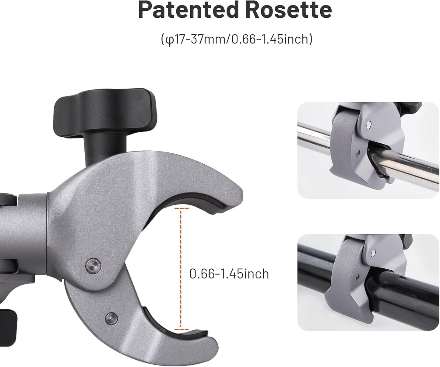 PGYTECH CapLock Super Clamp Mount, Aluminum Alloy Bracket for Insta360 Ace Pro2/X5/X4/X3, Crab Heavy Duty Clamp with 1/4" Screw for Gopro 13/12/11/Osmo Action 5 Pro/4/3/Pocket Action Camera