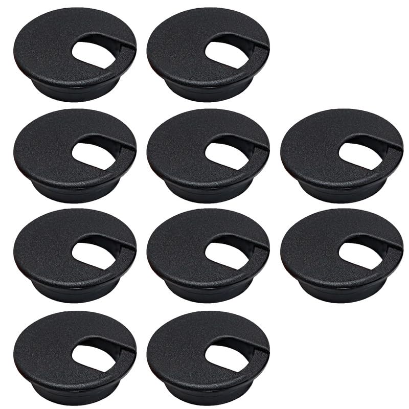 10 Pcs Desk Grommet 1-1/2" / 38 mm, Desk Cord Hole Cover, Cable Grommet ABS Plastic, Desk Hole Grommet for Home & Office Pc, Detachable Cable Cord Organizer-Black
