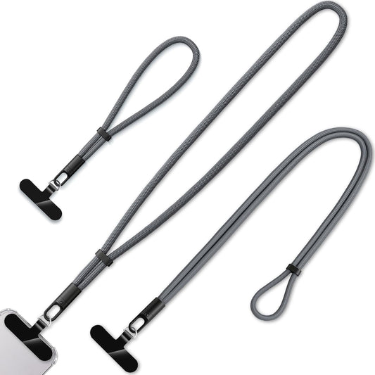 3 Pack Phone Lanyard,1×Phone crossbody strap,1×Phone Neck Strap,1×Wrist Strap,3×Tether Tabs,Universal Cell Phone Multifuctional Patch Polyester Lanyards(Grey)