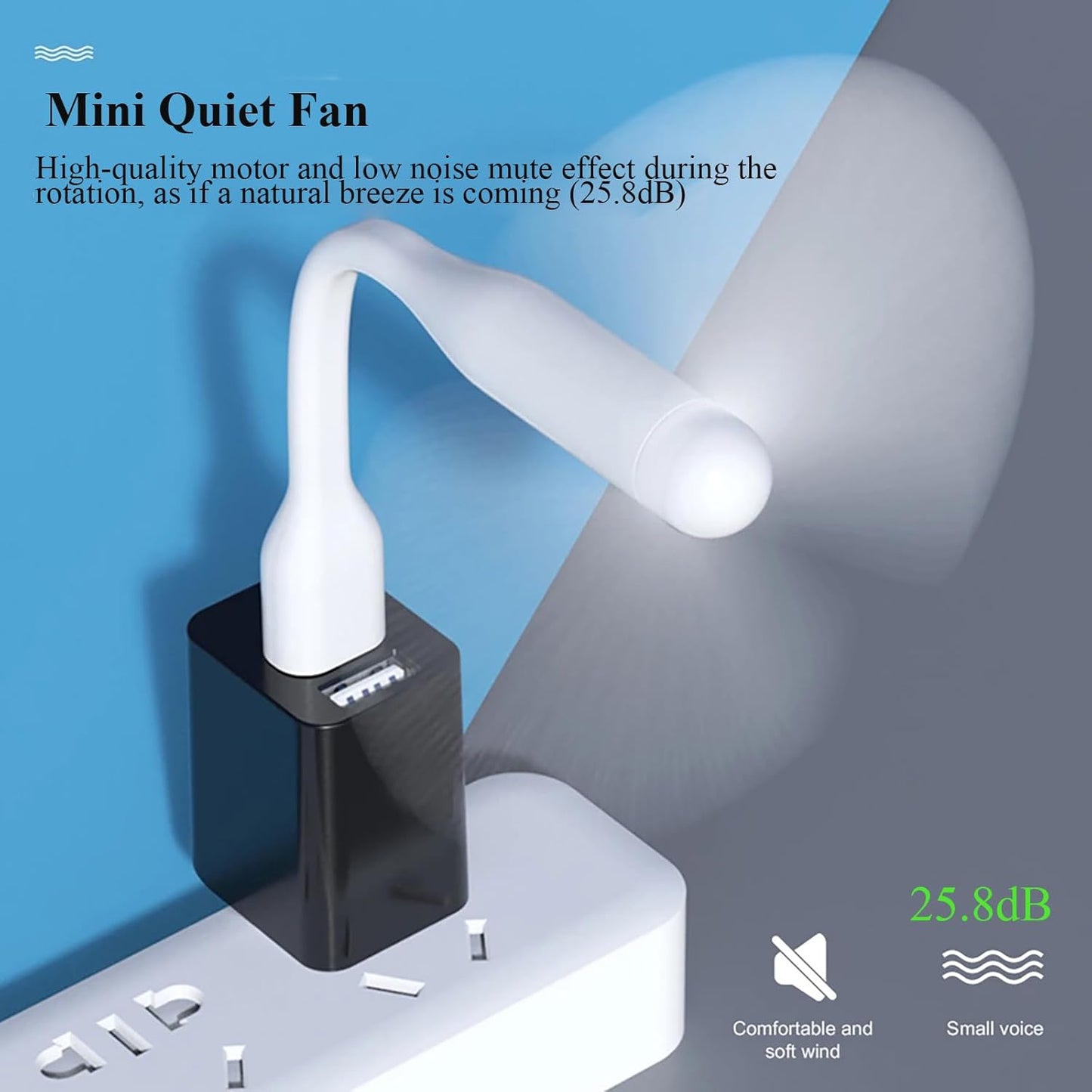 Mini USB Fan, Portable Pocket Fan USB-A Powered Little Cooler, Quiet Operation, for Home Office Car Outdoor Travel- 4 Pack (2 Black+ 2 White)