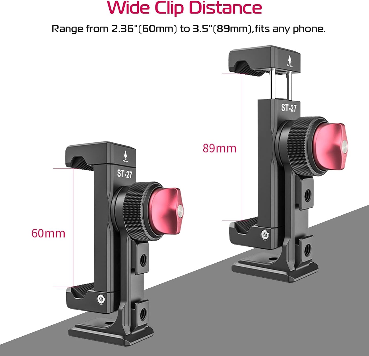 Metal Phone Tripod Mount 3 Cold Shoes & Arca Port, 360° Smartphone Tripod Adapter for iPhone Samsung Cell Phone Stand Holder for Desktop Video Live Streaming Vlogging Rig