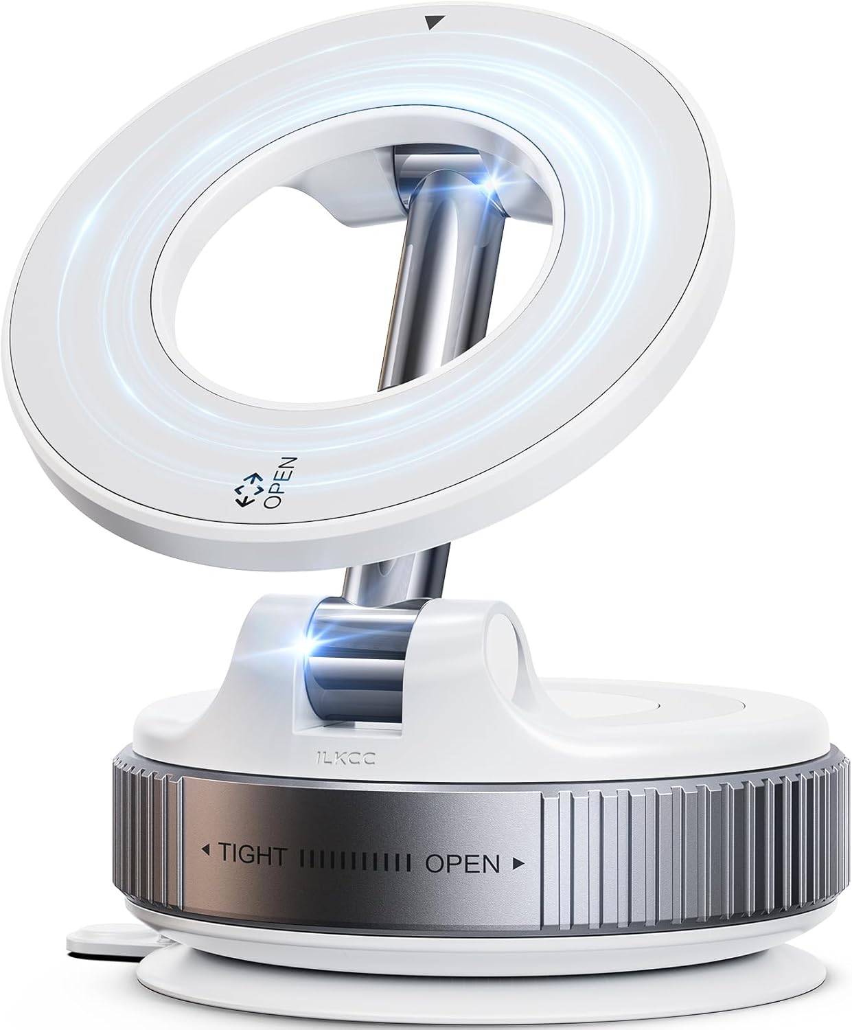 Vacuum Suction Magnetic Phone Holder, 2025 Upgraded Vacuum Suction Cup Mount for Magsafe, 360° Adjustable Foldable Portable Magnetic Car Phone Stand for Cars/Gyms/Mirrors/Smooth Surface (White)