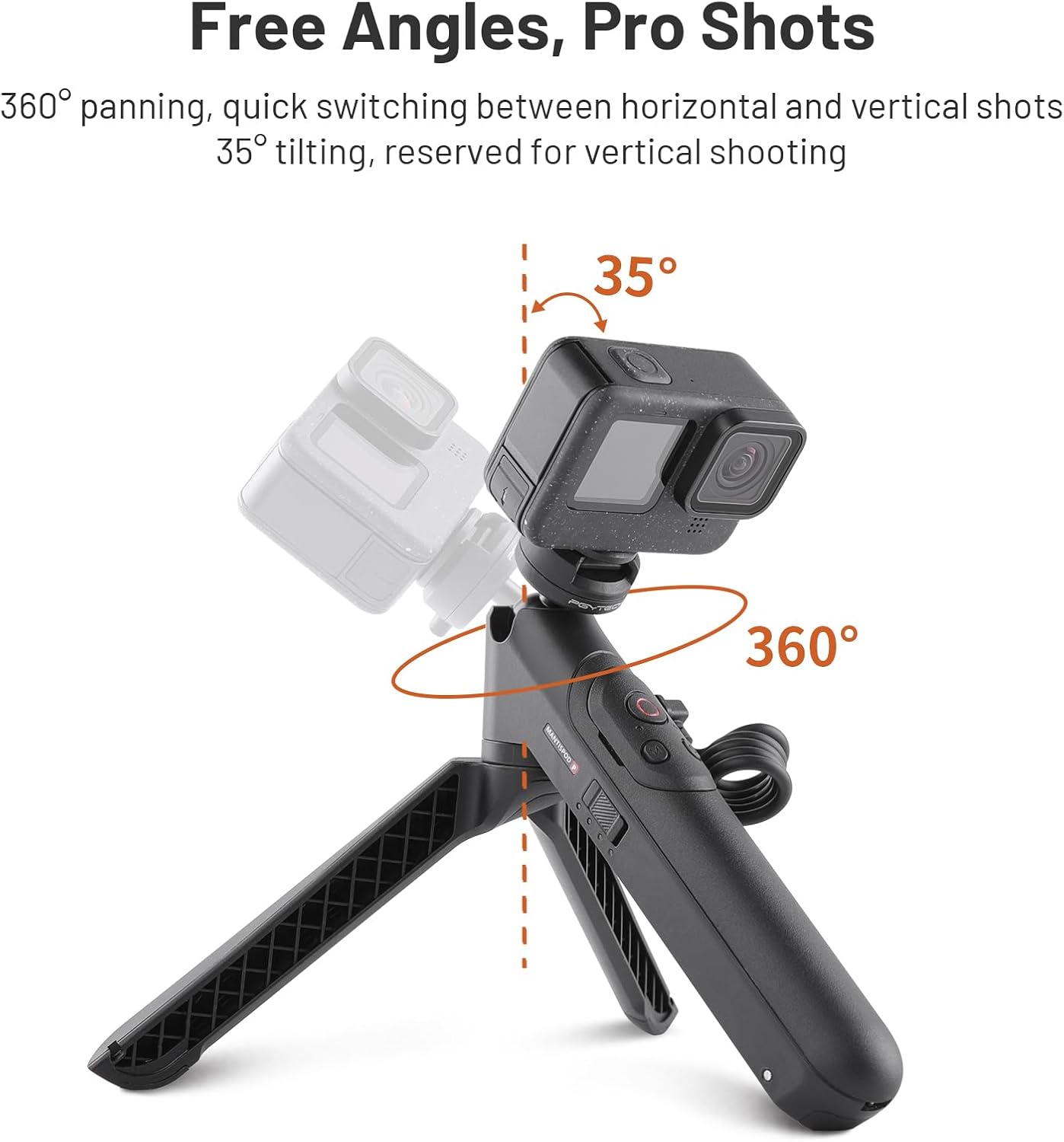 PGYTECH CapLock MantisPod Power for Gopro, Charging Handle Grip Mount with Remote Control, 5000mAh Battery Power Selfie Stick, Vlog Attachment Tripod Monopod Bank for Gopro 13/12/11/10, Phone