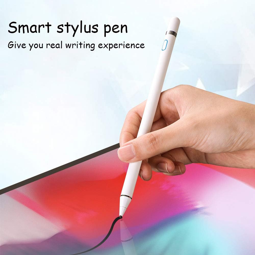 DOGAIN Active Digital Stylus Pen for Touchscreen, Stylus Pencil for Apple iPad mini/Pro/Air, Samsung, iPhone, Android and Most Phone & Tablet, 1.5mm Fine Point Rechargeable Pens - White