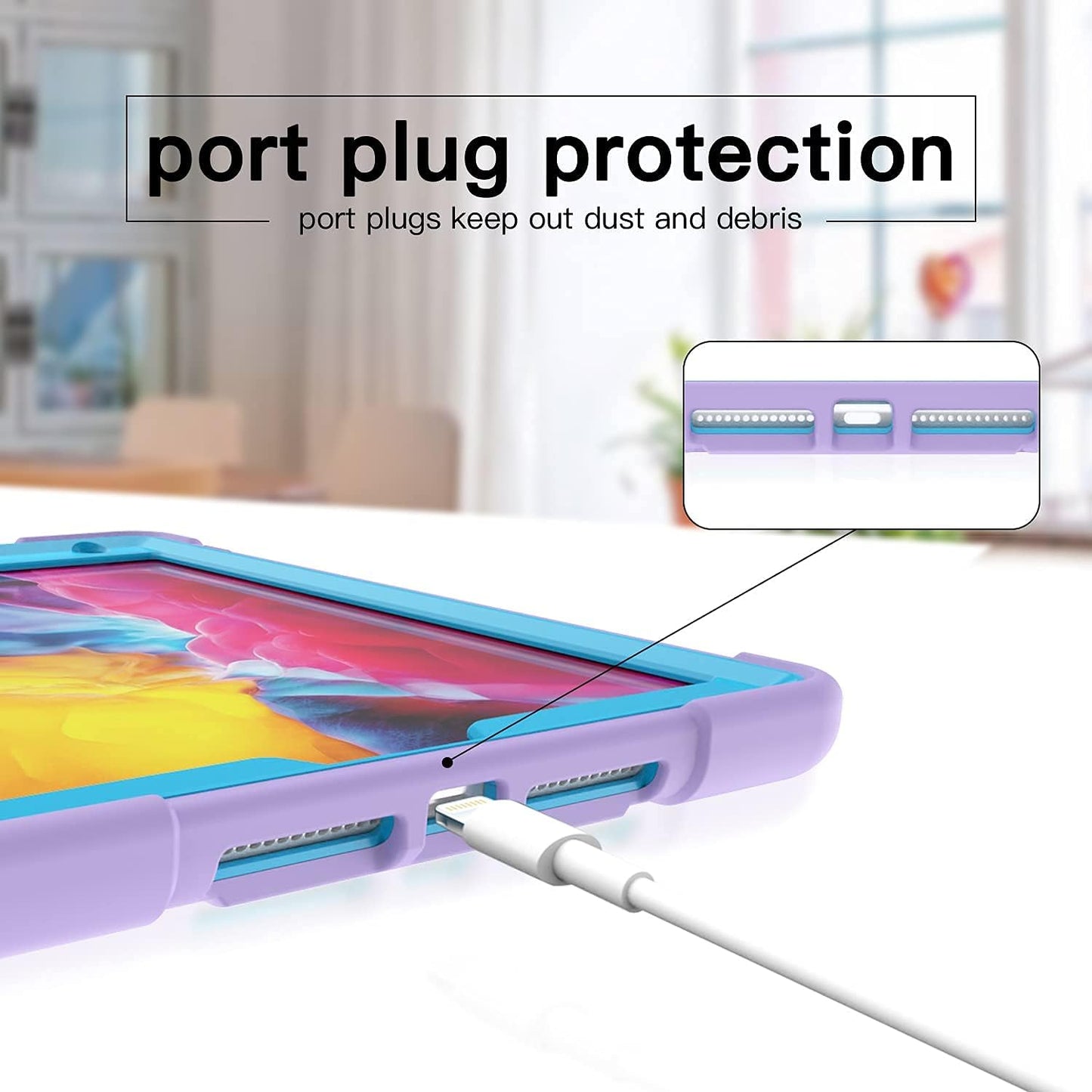 Rantice iPad 9th Generation Case, iPad 8th Generation Case, iPad 7th Generation Case, Hybrid Shockproof Rugged Drop Protection Cover with Kickstand for iPad 10.2'' Purple+Blue