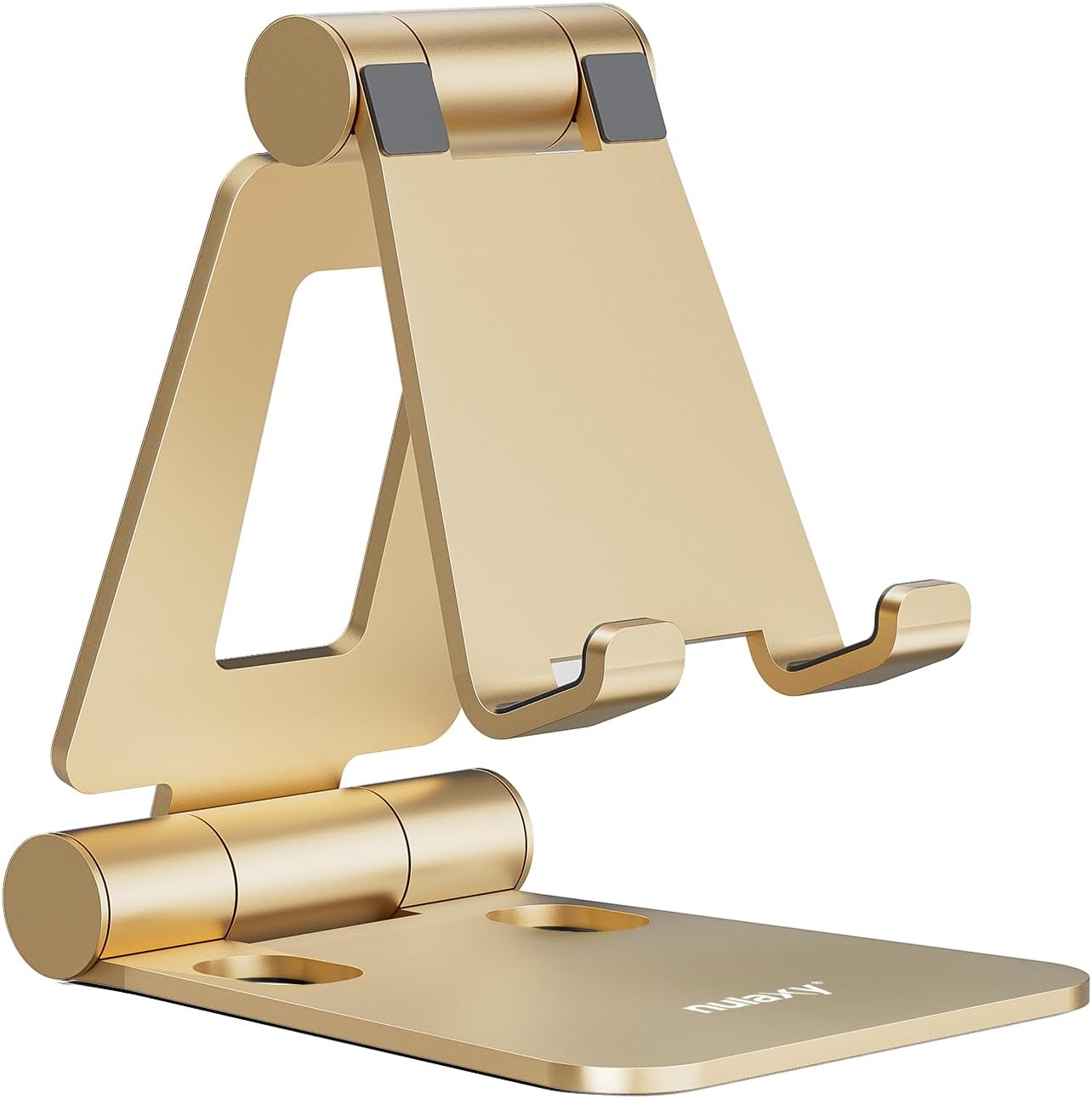Nulaxy Dual Folding Cell Phone Stand, Fully Adjustable Foldable Desktop Phone Holder Cradle Dock Compatible with Phone 16 15 14 13 12 11 Pro Xs Xs Max Xr X 8, Nintendo Switch, All Phones - Gold