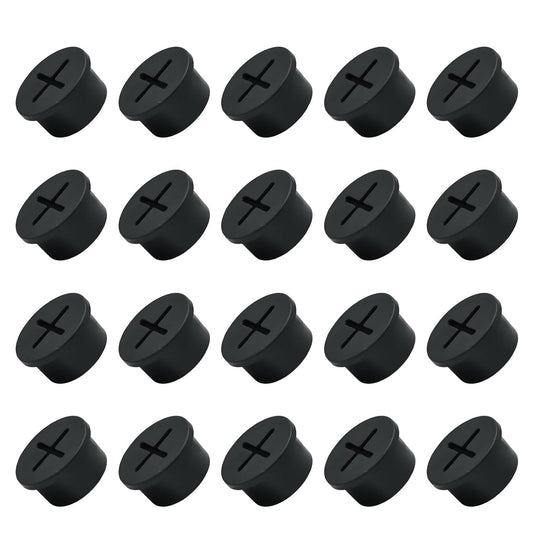 20Pcs Desk Grommet, 3/4" (20mm) Black Silicone Cord Hole Cover, Flexible Rubber Wire Grommets, Wall Grommets for Cables Management, Table, Countertop, Cabinets and Furnitures Wire Organizer