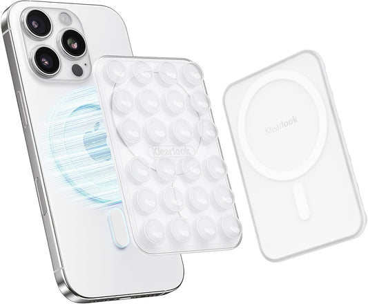 Klearlook Magnetic Suction Phone Mount for MagSafe Case, Removable Sticky Phone Grip Holder for Hands-Free Makeup/Selfie/Live Streaming/Vlog for TikTok & Instagram Influencer/Creator, Transparent