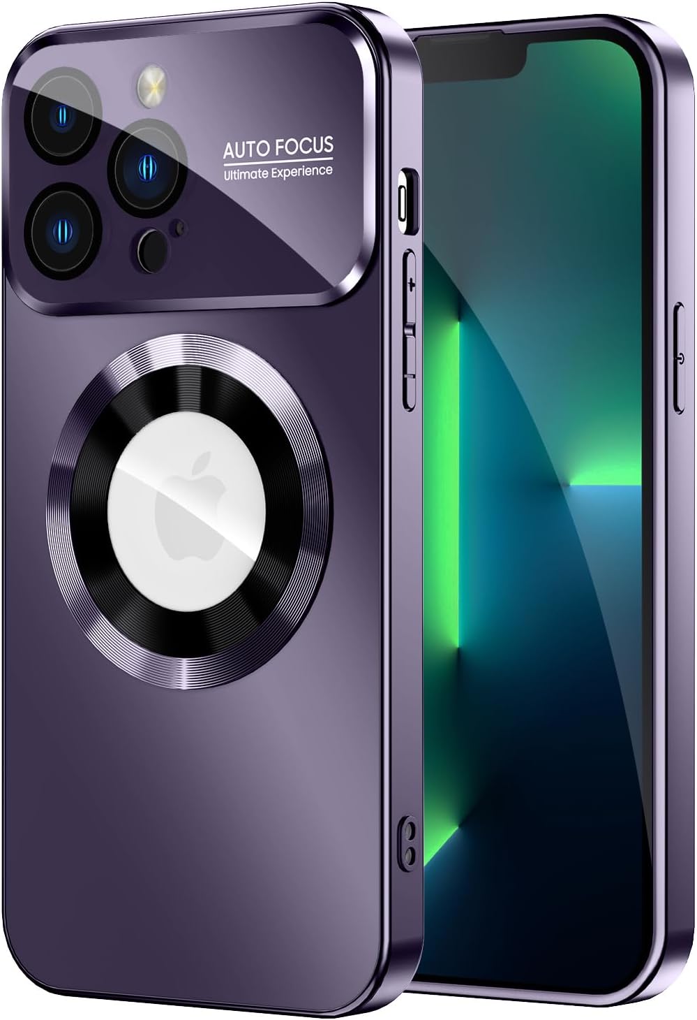 Magnetic for iPhone 13 Pro Max Case, Compatible with MagSafe, Built-in Camera Lens Protector, Logo View, Military Grade Drop Proof Phone Case Cover, Purple
