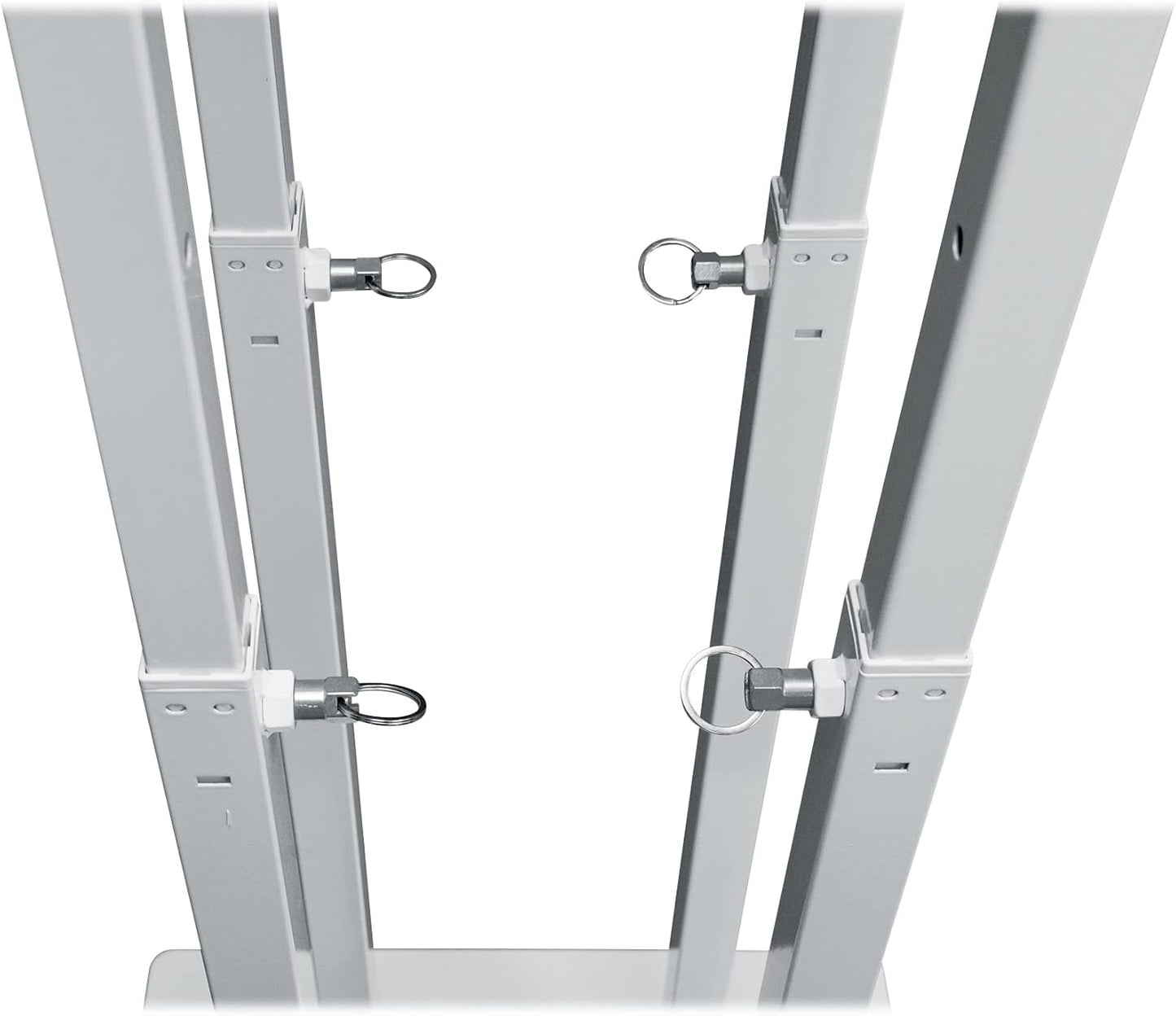 Rockville RTP33-TV Pro White Totem Stand 220 lbs DJ Speaker/Lighting/TV Mount, Detachable TV Mount, Adjustable 39-69 inch Height, Black/White Scrims, for DJs and Event Planners