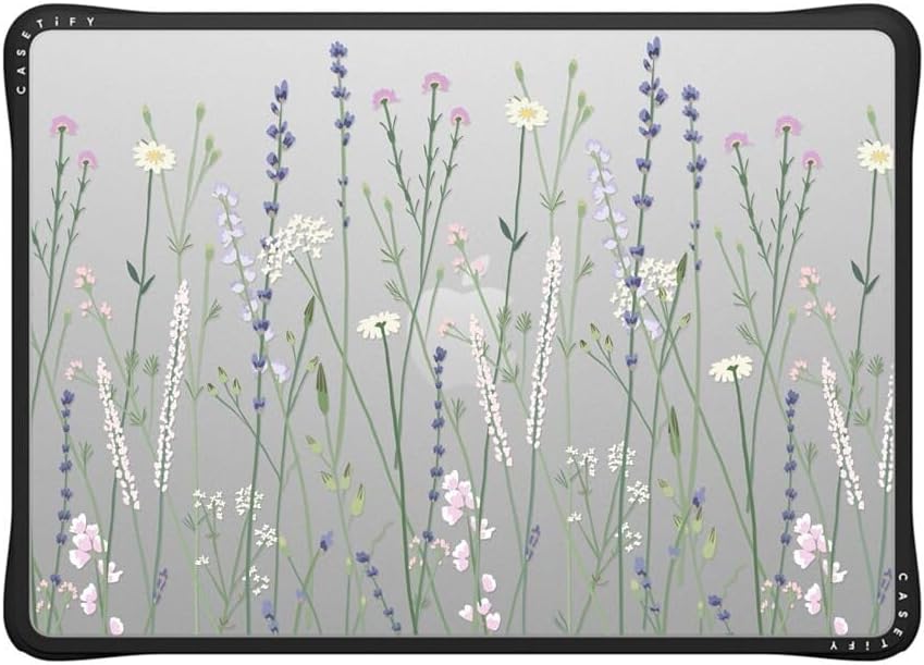 CASETiFY Impact MacBook Air 13.6" (M2-M4) Case [Cushioned Impact Corners/Scratch-Resistant/Anti-Slip Grip] - Gigi Garden Florals - Clear Black