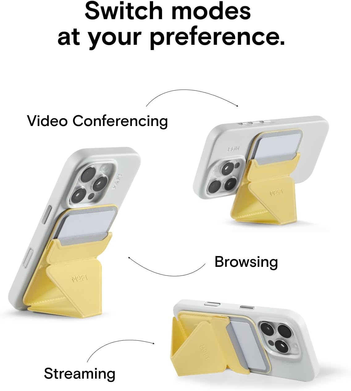 MOFT Magnetic Wallet Stand Compatible with iPhone 16/15/14/13/12 Series, Angle Adjustment & Magsafe Compatible MOVAS Phone Stand, Panna Cotta