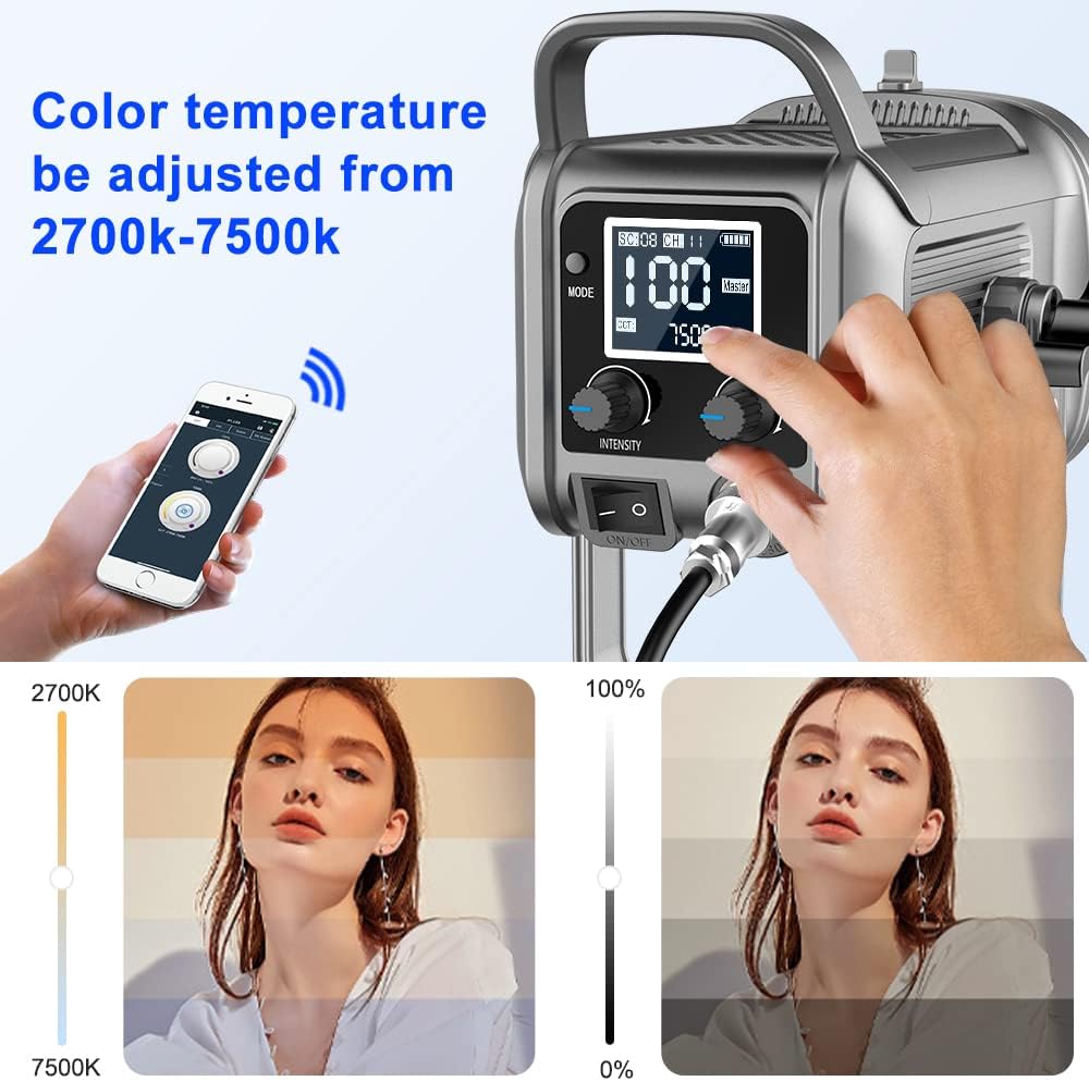 GVM 150W LED Video Light 2700K~7500K Video Light Photography Studio Light Kit with Lantern Softbox & Stand, CRI97+TLCI97 with 8 Lighting+Custom Effects for Outdoor Shoot YouTube Videos