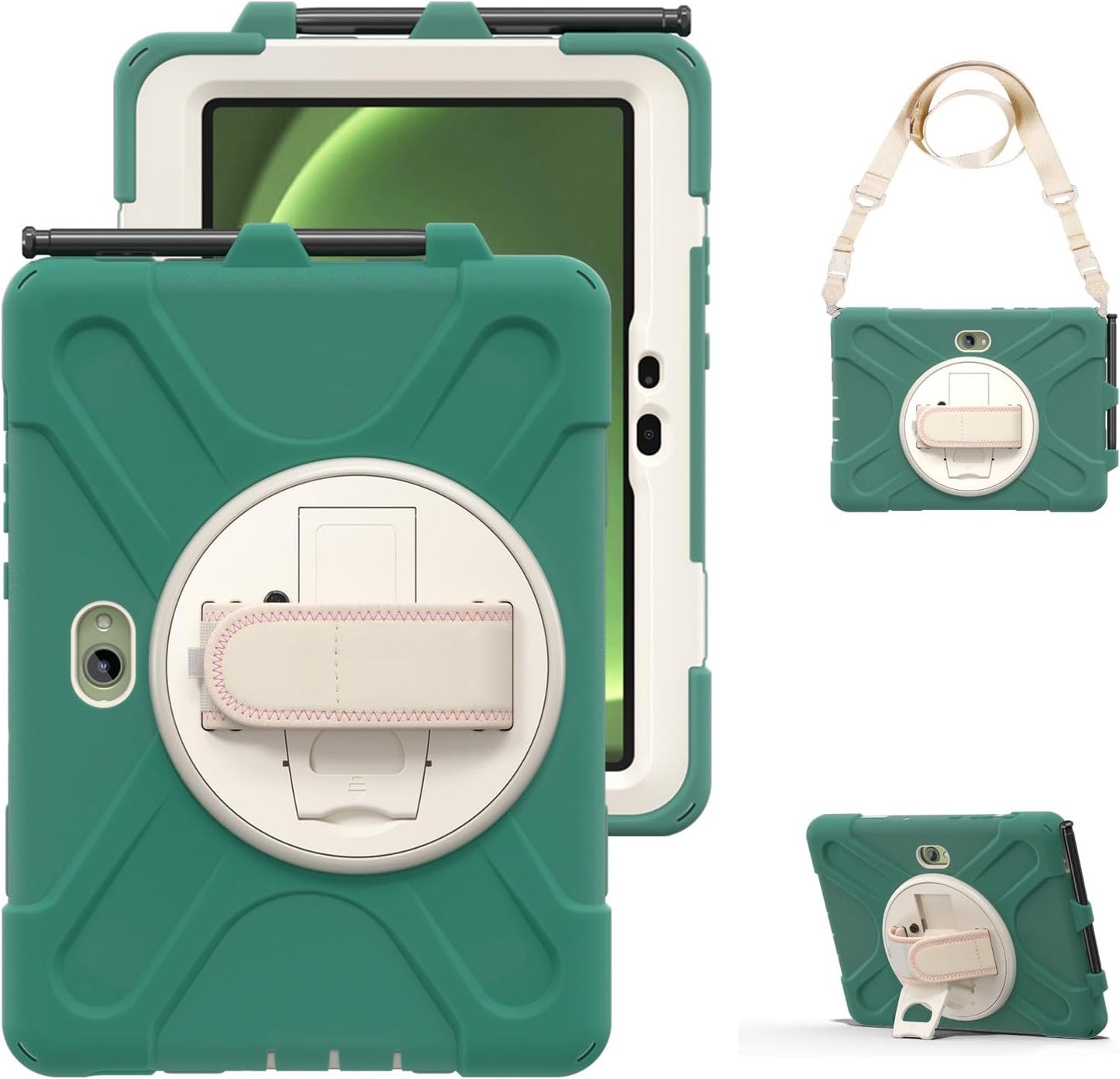 rantice Compatible with Samsung Galaxy TAB Active PRO 10.1 inch/Tab Active4 PRO Case, Heavy Duty Rugged Shockproof Drop Protection Case, Hand Strap&Shoulder Strap for SM-T540/T547/T630/T638 (Green)