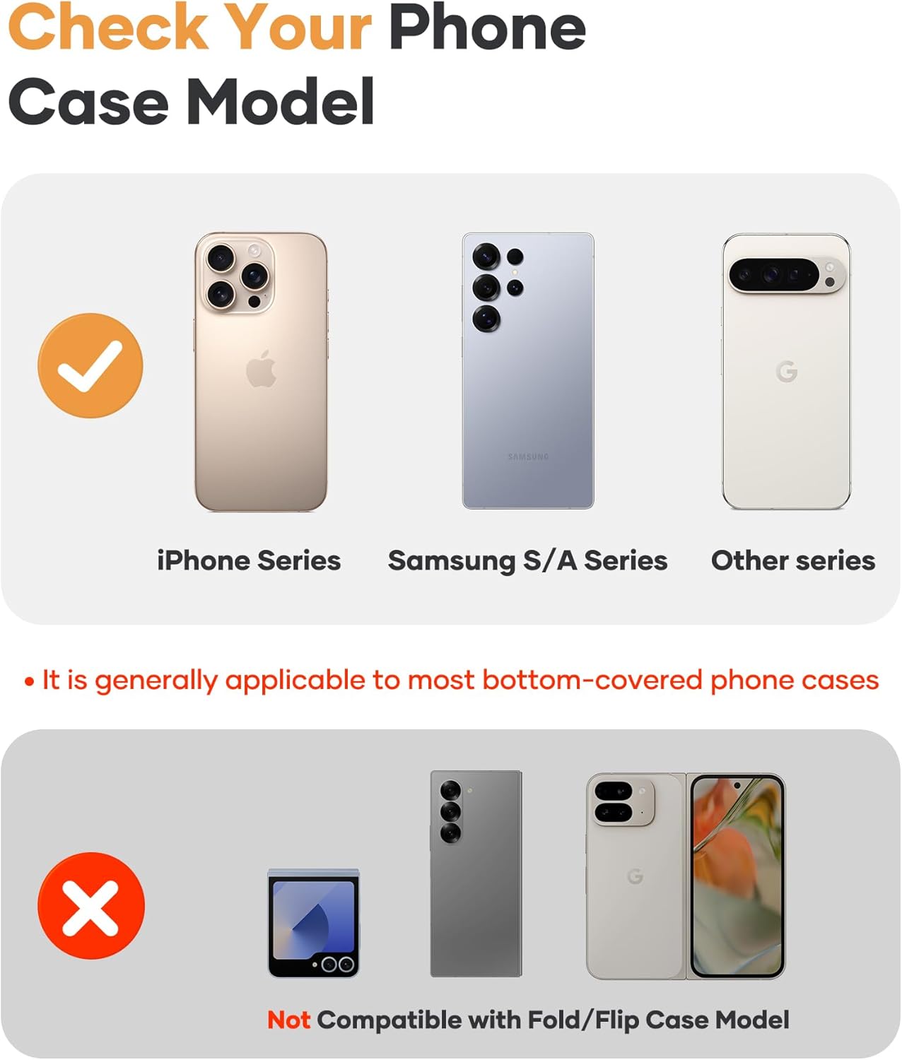 for Phone Lanyard Crossbody with 2X TPU Clear Phone Tabs, Multi-Function Crossbody Strap, Premium Metal Carabiner, Safety Durable Anti Theft Drop Protection Phone Neck Wrist Strap, Orange