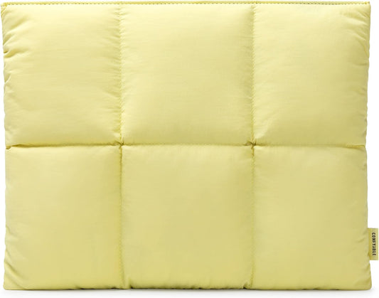 Comfyable Puffy Laptop Sleeve 13 Inch 14 Inch, Quilted Puffer Laptop Carrying Case, Pillow Case Compatible with MacBook Air M4 2025 M3 M2 M1, MacBook Pro M4 Pro/Max, Yellow