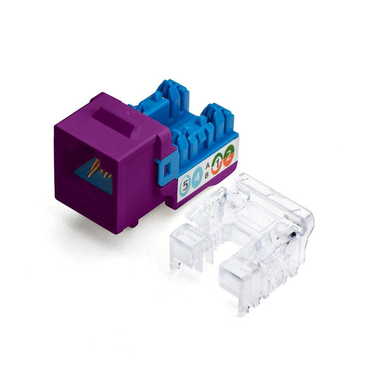 trueCABLE Cat6A Keystone Jack, Unshielded (UTP), 90 Degree Punch-Down, PoE++ (4PPoE), UL Listed, ETL Verified, ANSI/TIA Certified, Modular RJ45 Female, Purple, 12 Pack