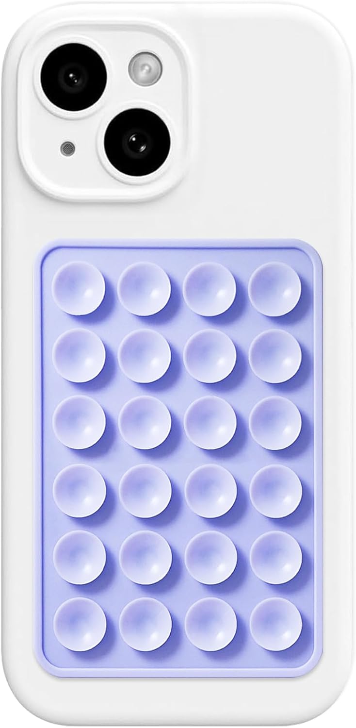 AZXYI Silicone Suction Phone Case Mount, Silicon Adhesive Suction Cup Phone Mount, Non Slip Sticky Phone Grip for Cellphone, Strong Grip Holder for Selfies and Videos (Lavender)