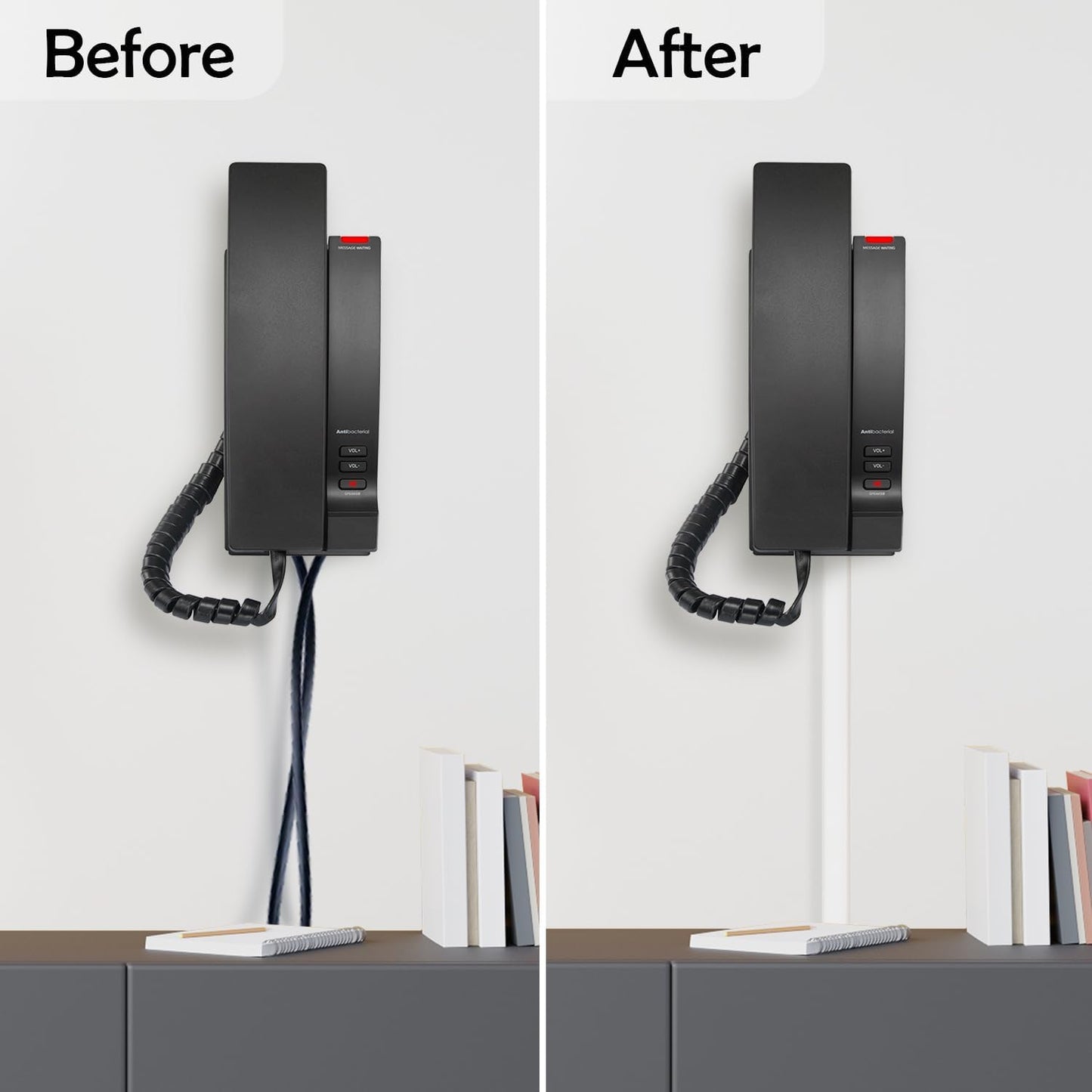 Rubber Bond TV Cord Hider Cable Protector - Strong Self Adhesive Wall Cord Cover Cable Hider - Low Profile Cable Management Wall Cord Concealer Cable Raceway (White, 6 Feet)