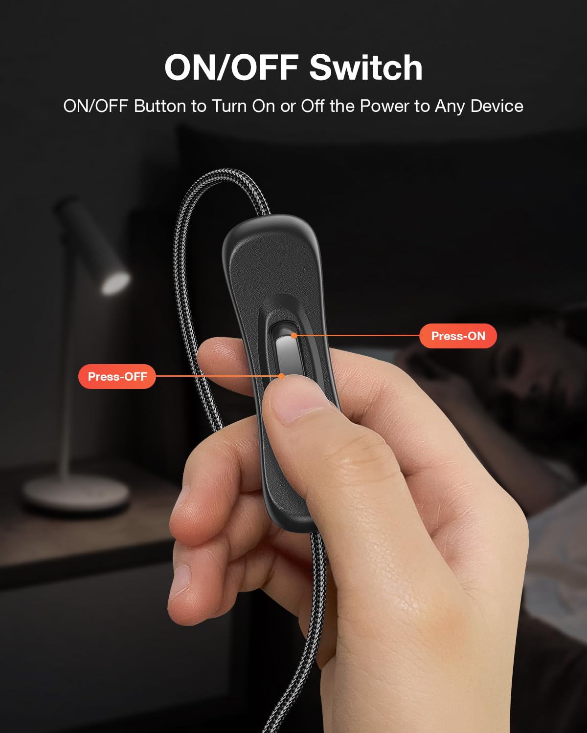 ANDTOBO USB Switch Extension Cable, (Upgraded Data + Power) USB Extension Cord with On/Off Power Switch Cable for LED Strips, iOS System, etc- 3.3 FT