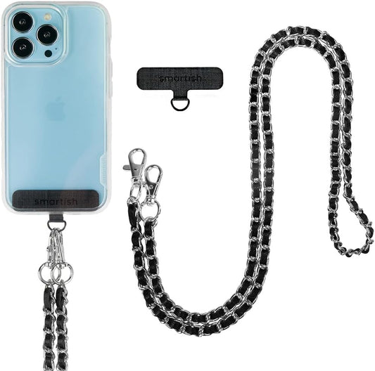 Smartish Phone Lanyard - Case Clinger - Universal iPhone Holder w/Detachable Crossbody Shoulder Neck Strap - Braided Silver Chain