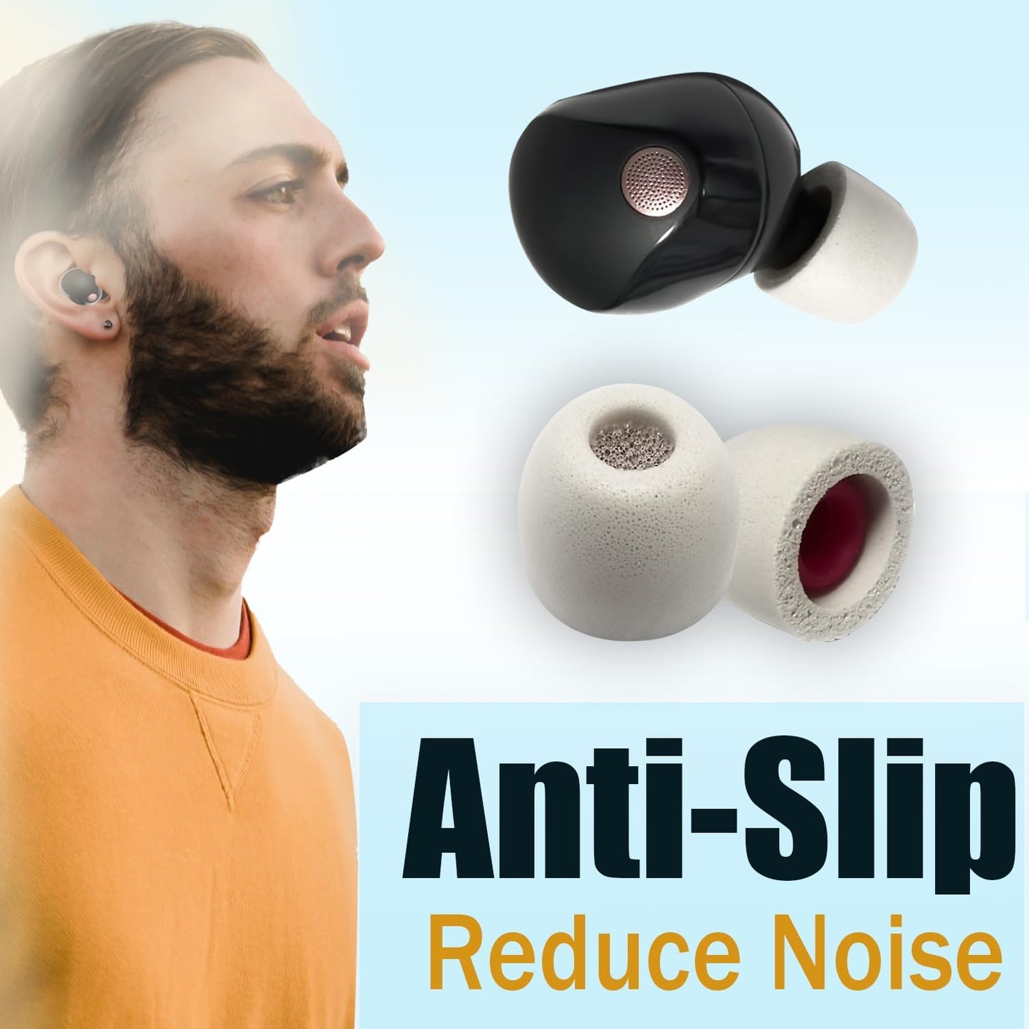 Memory Foam Earbuds Tips for Sony WF-1000XM5, 3 Pairs Extra Small, Gray