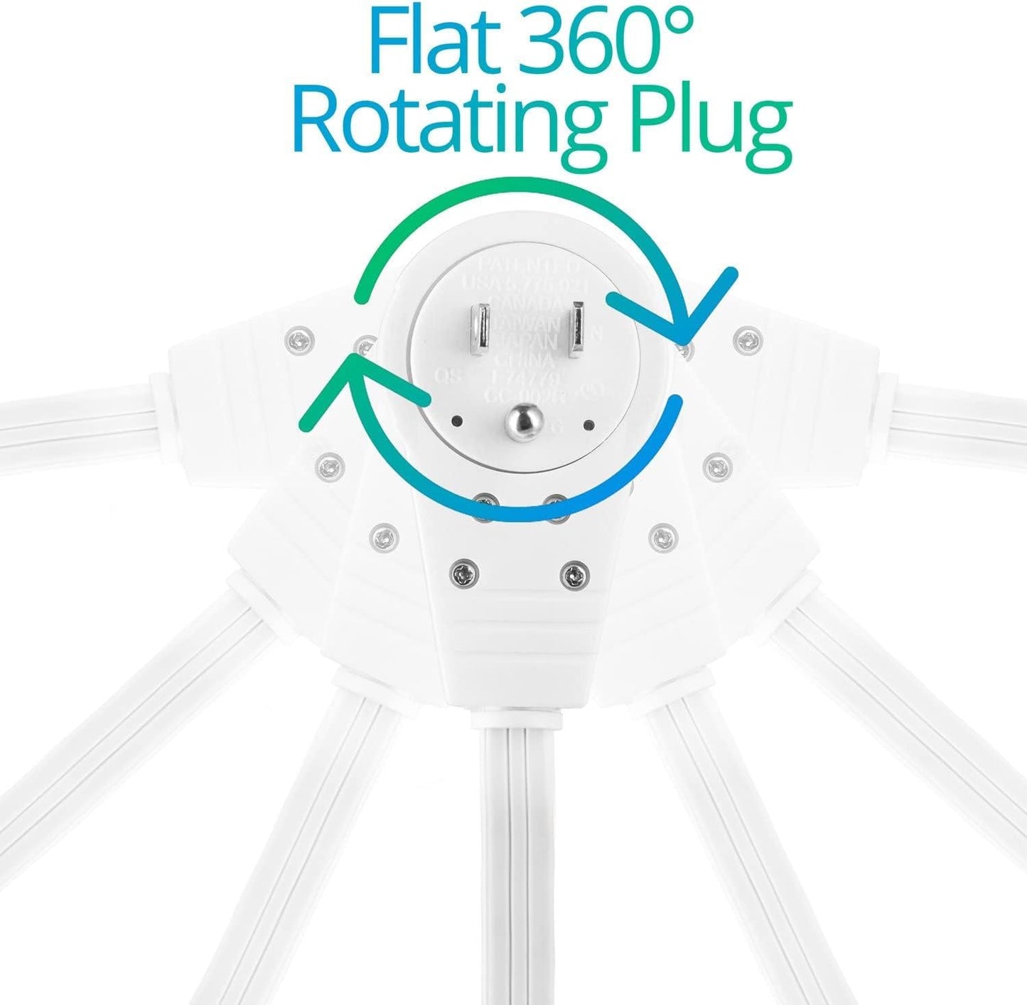 Maximm Monitor Computer Power Cord 10 Ft Flat Plug 360° Rotating PC Cable 3 Prong for, Desktop, Printer, Scanner, 16 AWG NEMA 5-15P to IEC13 - UL Certified