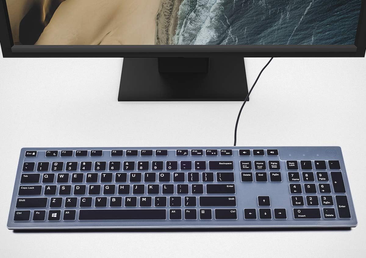 Keyboard Cover for DELL KB216 KB216b KB216t KB216d KB216p Wired & KM636 & Dell Optiplex 5250 3050 3240 5460 7450 7050 & Dell Inspiron AIO 3475/3670/3477 All-in one Desktop Keyboard -Black