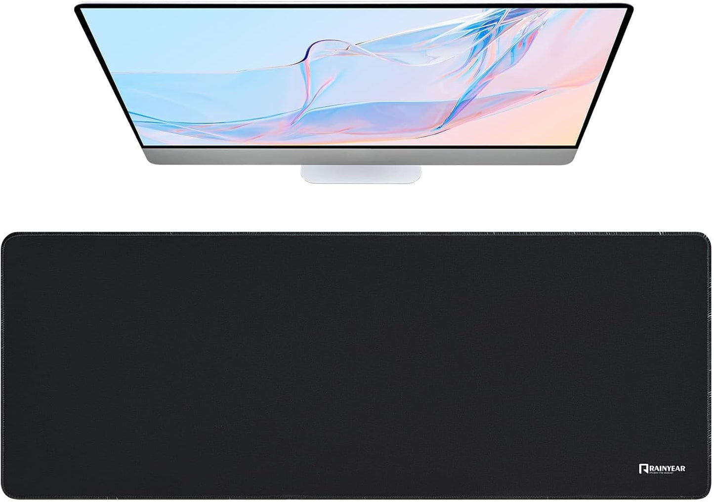 RAINYEAR Large Gaming Mouse Pad(31.5 x 11.8 Inch), Computer Mousepad with Anti-Slip Rubber Base, Smooth Large Keyboard Mouse Pad Mat for Gamer, Office, Home, Black