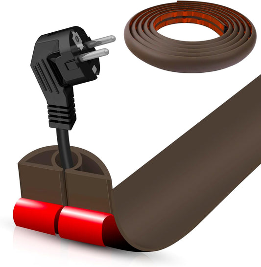 Floor Cord Cover Cable Cavity Self Adhesive Cord Hider Floor 10FT Floor Cable Management Power Cord Protector Floor Electric Cord Covers for Offices, Gym, Exhibitions (CoffeeBrown, 0.78" x 10')