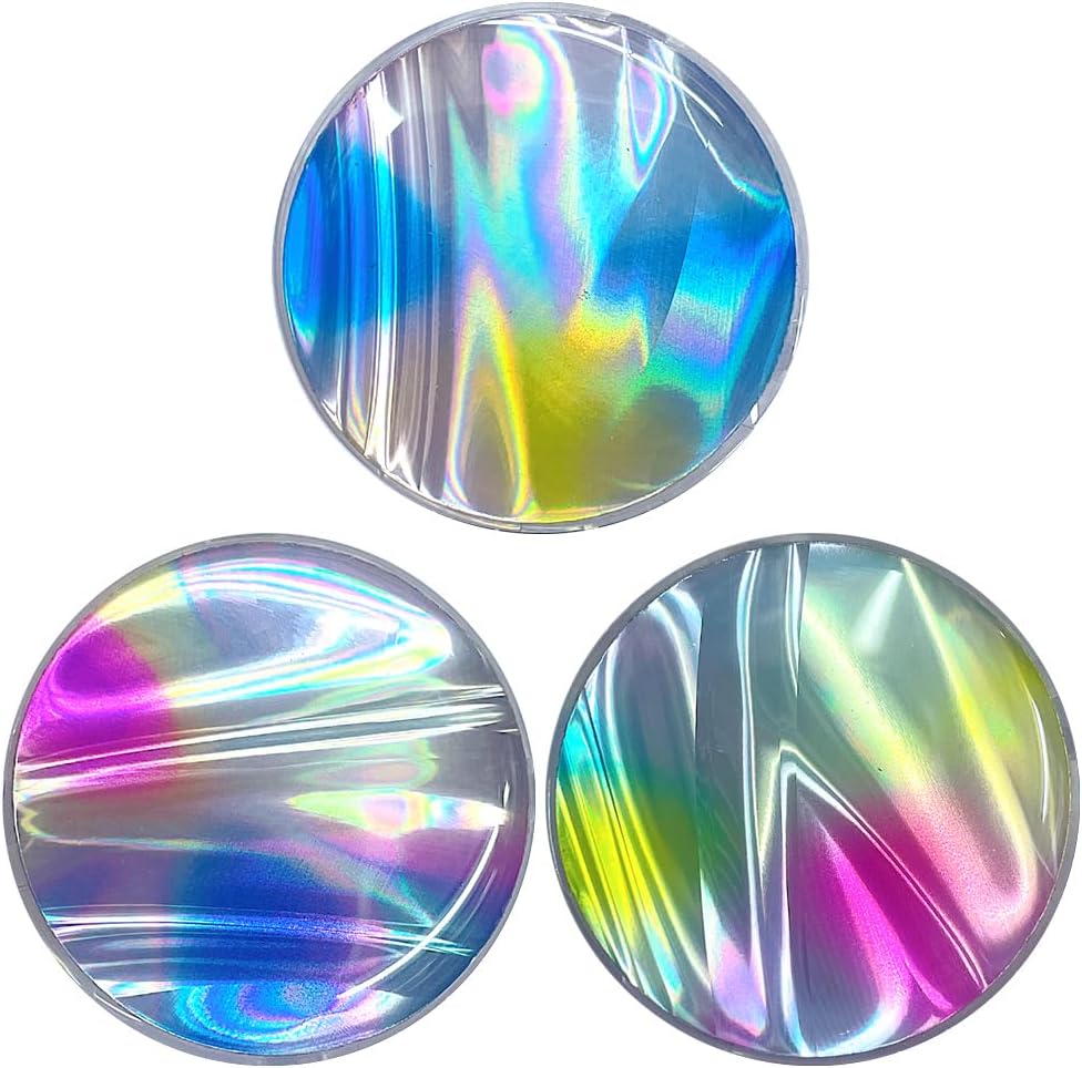 3 Pack Fashionable Clear Glitter Expandible Collapsible Moblile Phone Grip Stand Holder for Smartphones and Tablets Cell Phone Accessory- 2 (Gradient Colorful Glitter Blue Pink)