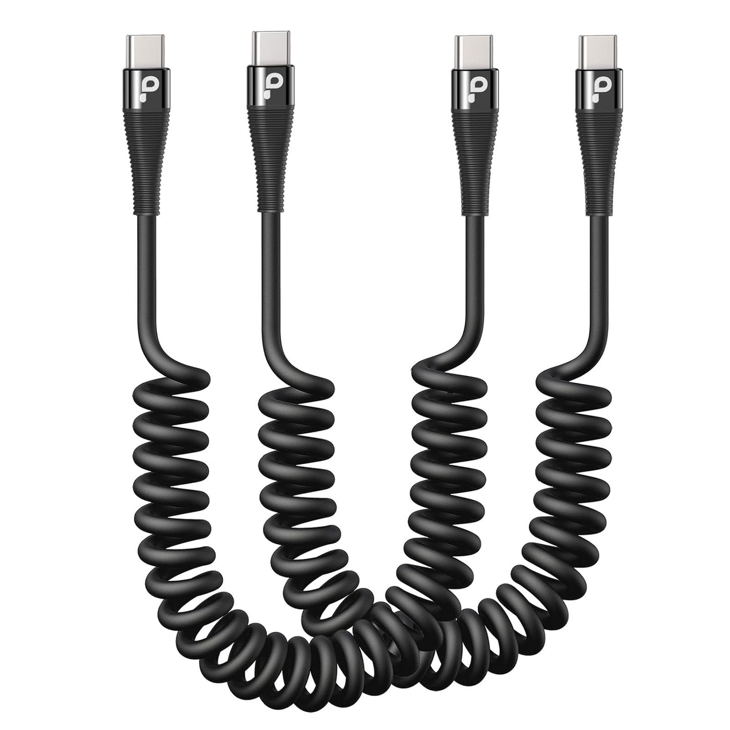 Coiled USB C to C Cable 100W 3FT for Car, Coiled USB C Cable for iPhone 16, Short USB Type C Fast Charging Cable for iPhone 15/Pro Max/Plus/Samsung Galaxy S23, Compatible All Type C Devices -Black