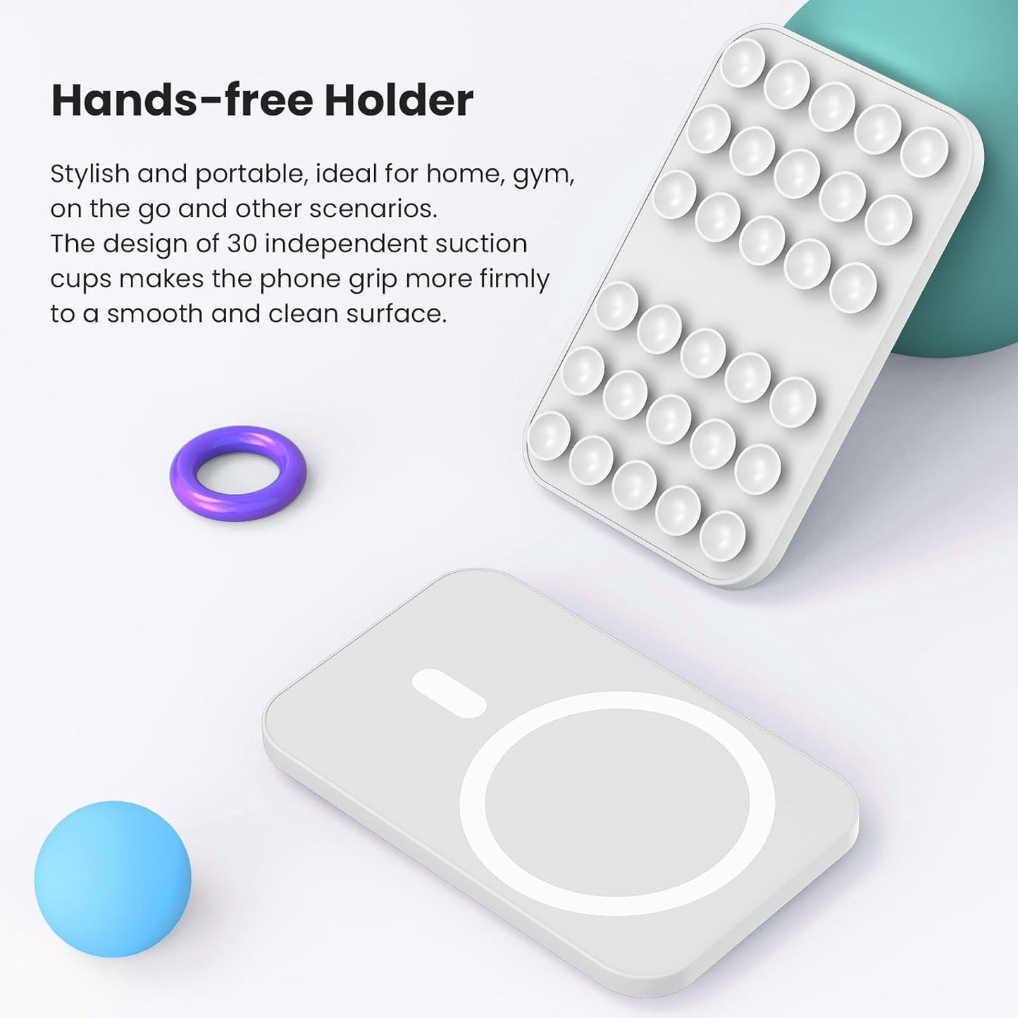 Patented Magnetic Sticky Phone Suction Grip Mount for MagSafe Case,Magnet Silicone Portable Stand Holder for iPhone 16/15/14/13/12 Series and Android, Hands-Free Selfies and Videos,White