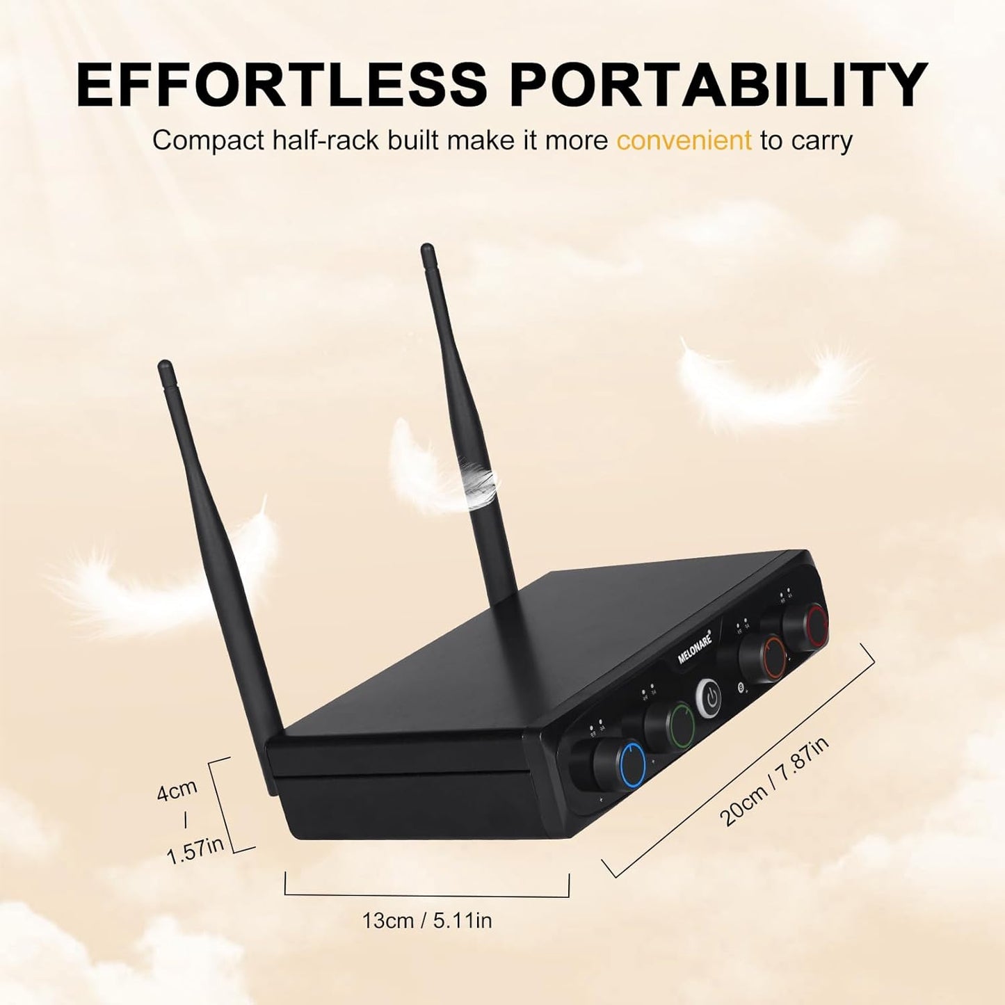 4-Channel Wireless Microphone System,UHF Compact Cordless Mic Set w/ 4x10 Frequencies, 200ft Range, 4 Bodypacks & Headset/Lapel Microphones for Singing, Church, Conference (MWM-41-4B)