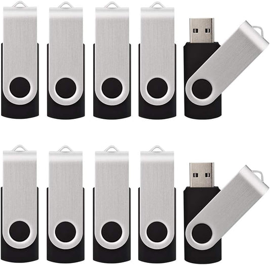 10 Pack USB Flash Drives - 32GB USB 2.0 Memory Stick - Black