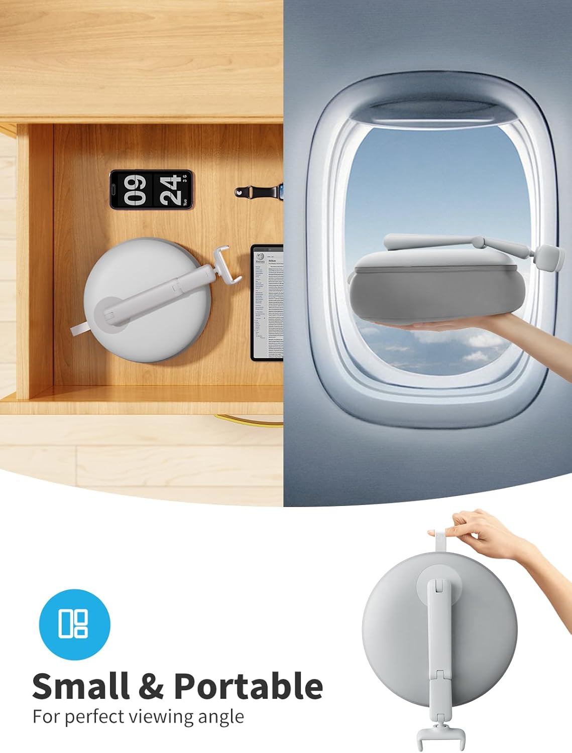 SAIJI Cell Phone Pillow Holder mini iPhone Stand for Bed, Upgraded mini Angle & Height Adjustable Phone Pillow Stand for Watching Video On Bed/Sofa/Lap, Fit for 4.7"-7.0" Device (Gray)