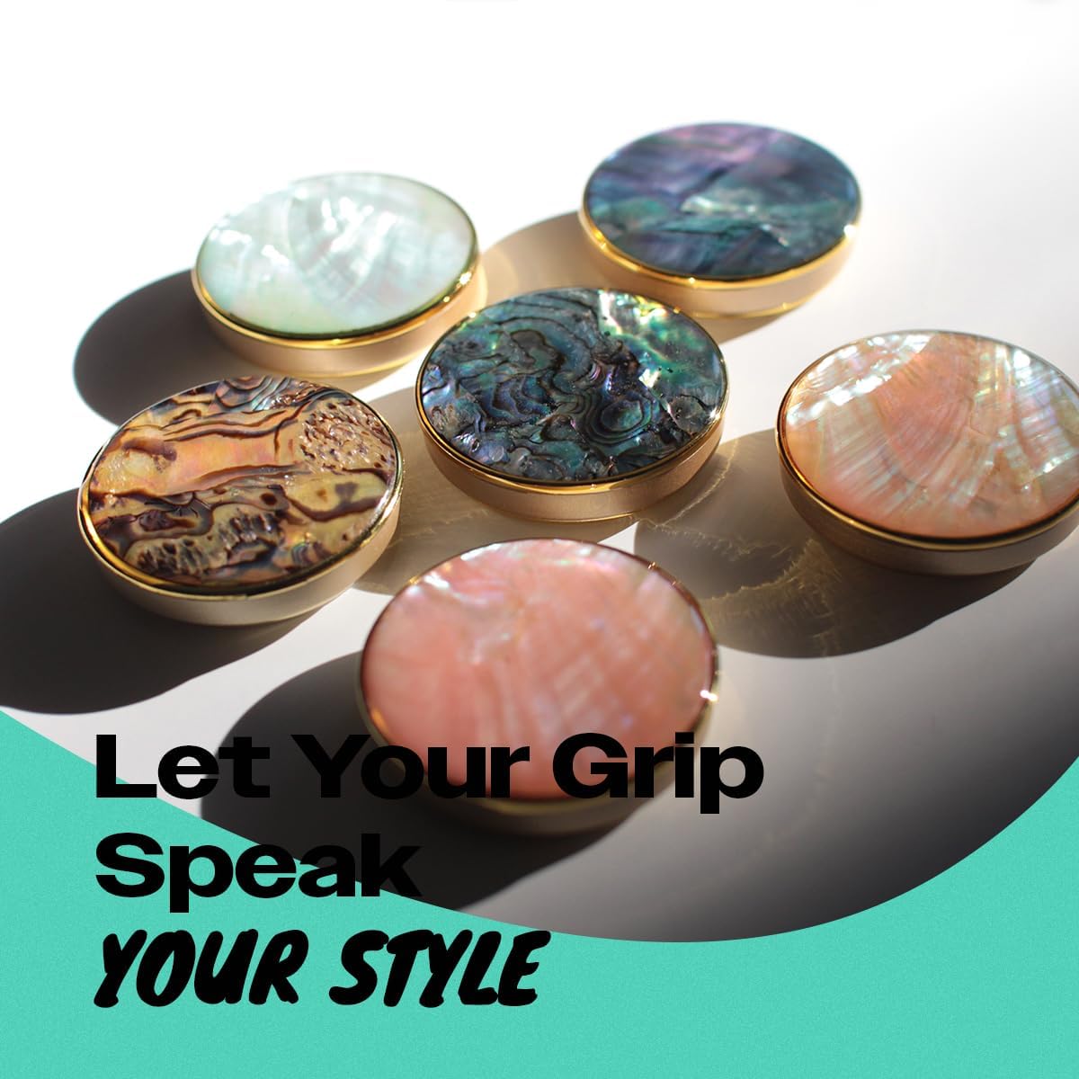 OnTheGrip Cute Natural Seashell Design Round Shape Collapsible Mobile Phone Grip Stand Holder for Smartphone Tablet Cell Phone Accessory (Peach)