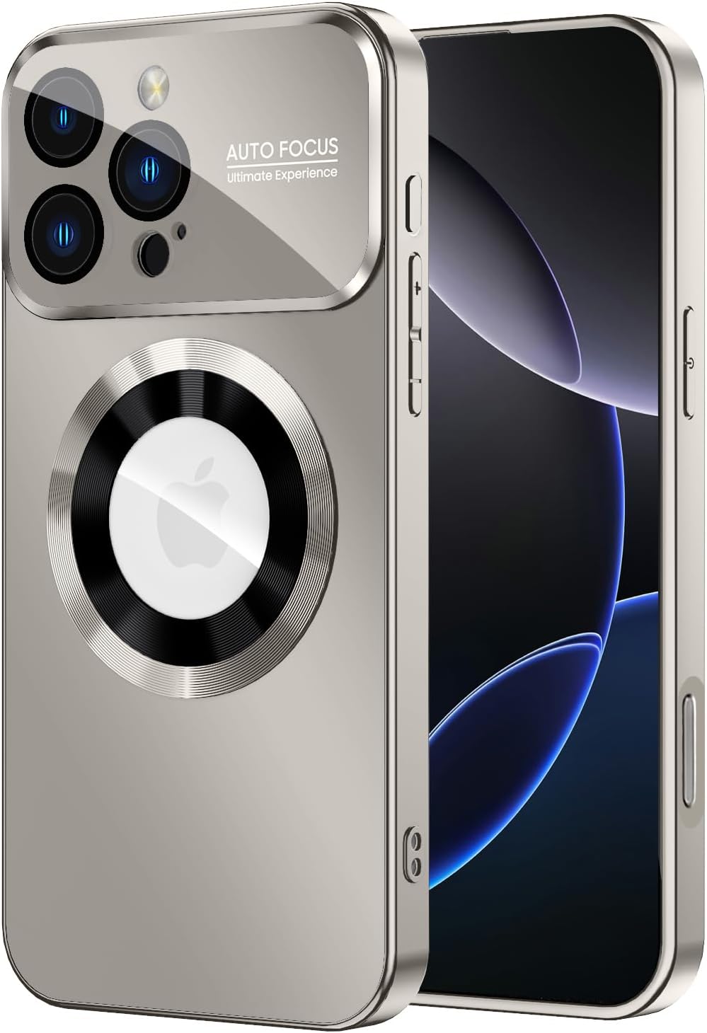 Magnetic for iPhone 16 Pro Case, Compatible with MagSafe, Built-in Camera Lens Protector, Logo View, Military Grade Drop Proof Phone Cover, Titanium Gray