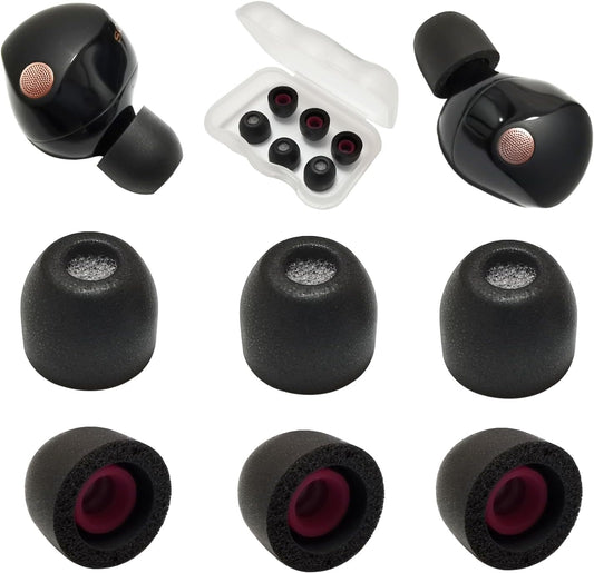 Memory Foam Tips for Sony WF-1000XM5 Earbuds Tips for WF-1000XM5 WF-1000XM4 Earbuds Case, Extra Small Earbuds Tips Black