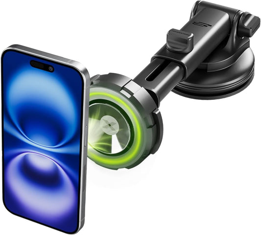 Bracketron MagSafe Car Mount,MagAlign Max Magnetic Phone Holder for Car Windshield & Dashboard,360 Vacuum Suction Magnetic Car Phone Holder for iPhone 16 Pro Max 15 14 13 12 - MagSafe Car Accessories